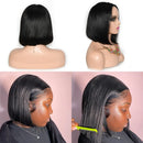 Straight Glueless Wig Human Hair Ready To Wear Short Bob Wigs For Women Transparent Pre Cut Human Hair Wigs Bleached Bye Bye Knots Natural Hairline 100% Human Hair Wigs For Women No Glue Cheap Wigs On Clearance Alianna 4x4 La