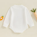 Toddler Boy Easter Bunny Jumpsuit Infant Short Sleeve Round Neck Rabbit Print Romper with Pom Pom Tail Detail