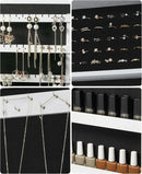 SONGMICS Wall-Mounted Jewellery Cabinet, Mirror with Storage, Lockable Mirrored Cabinet, Jewellery Organiser with Mirror