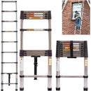 Ladders Extendable Telescopic 2.6M-5M Heavy Duty Multi Purpose Straight Loft Ladder Portable Folding Stainless Steel Ladder Tool