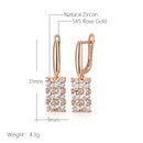 Kinel Unique Natural Zircon Long Square Dangle Earrings for Women Luxury 585 Rose Gold Color Accessories Daily Fine Jewelry