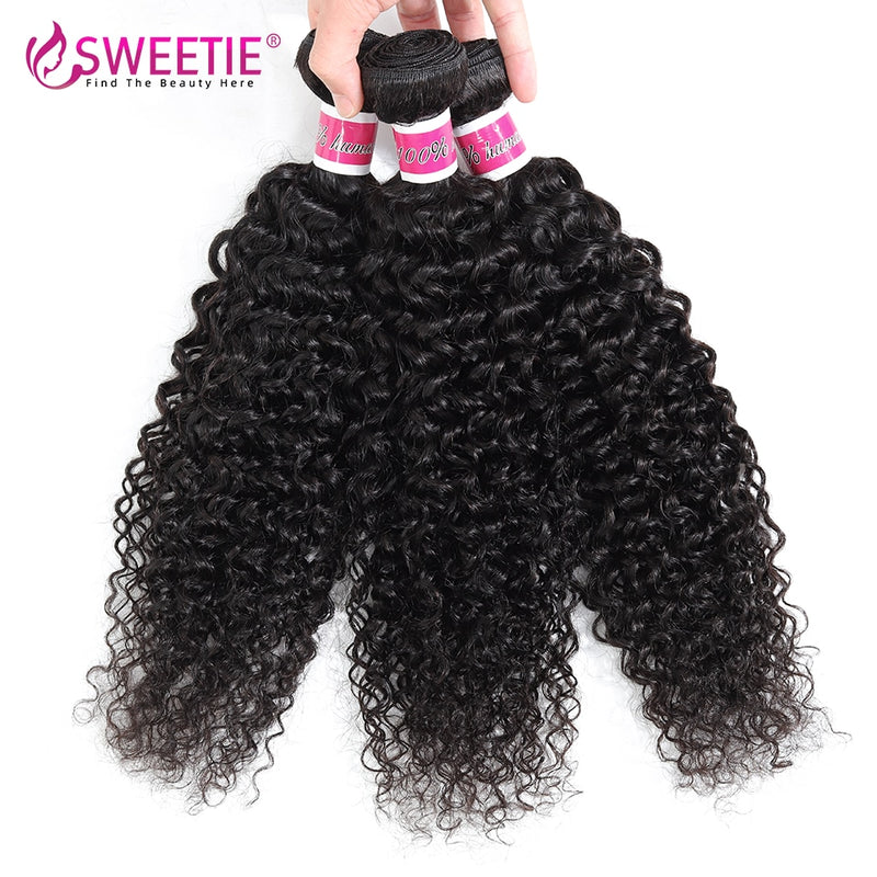 Sweetie Indian Kinky Curly Hair Bundles 100% Human Hair Weave 30inch Deep Wave Jerry Curl Remy Curly Hair 3 Or 4 Bundle Deals