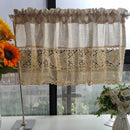Retro Tassels Short Curtains For Kitchen Beige Cotton Linen Lace Half Tulle Curtain Wine Cabinet Door Christmas Decor Curtain