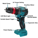 PATUOPRO 10mm New 2In1 Cordless Electric Screwdriver Rechargeable Drill Driver Multifunctional Power Tool For Makita 18V Battery