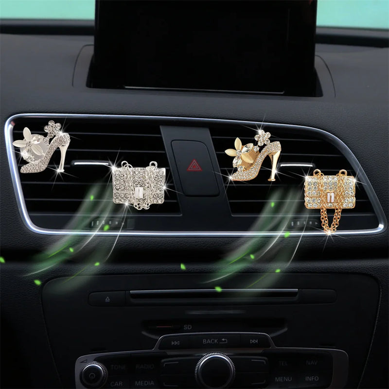 Car Air Freshener Auto Outlet Perfume Clip Bling Car Accessories Purse High Heel Car Scent Diffuser Car Decoration For Girls