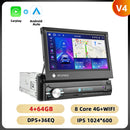 Podofo 1Din 7 ''Car Multimedia Player 8 + 128G 8Core Car Radio Carplay Android Car WIFI GPS Navigation Retractable Screen Stereo