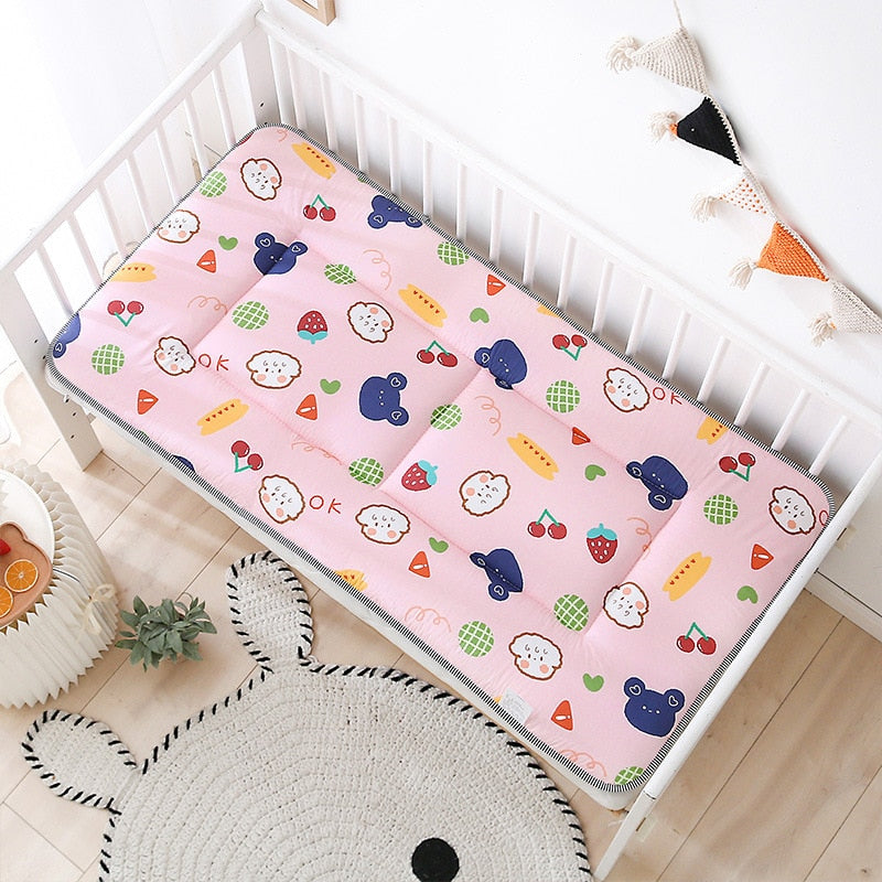 Crib Mattress Toddler Bed Mattress Pad Double Sides Cotton Mesh Baby Bedding Set  Boys Girls Infant Bed Set 120x60cm