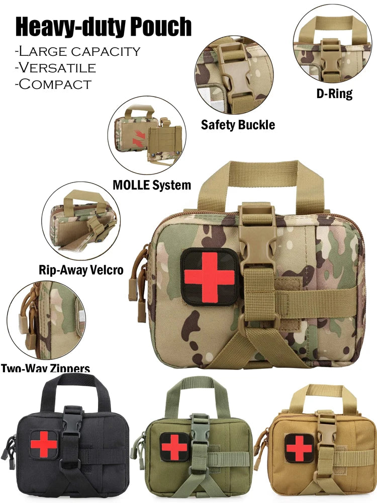 Upgrade Tactical EMT Pouch Rip Away Molle Medical kit IFAK Tear-Away First Aid Kit Travel Outdoor Hiking mergency Survival Bag