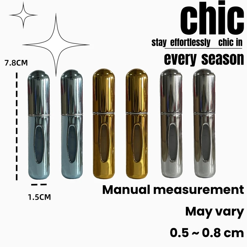 Portable Perfume Atomizer, Liquid Container for Cosmetics, Traveling Mini Aluminum Spray, Alcohol Empty Refillable Bottle, 5ml