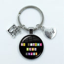 I Love Dad Keychain My Dad Is A Super Hero Pendant Glass Dome Cabochon Key Ring Father's Day Best Gift