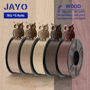 JAYO Wood PLA 3D Filament 1.75mm 1.1KG PLA Wood Texture 3D Printer Filament 15% Wood Fiber 3D Printing Materials 5Rolls/Set