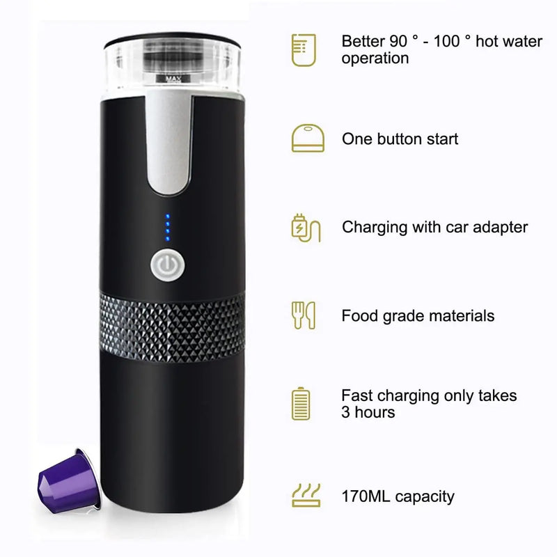 Portable Espresso Maker Electric Coffee Machine Compatible NS Capsule & Ground Coffee Fast Brewing Espresso Machine