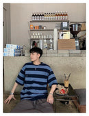 Harajuku Oversized High Street Stripe T-Shirt Long Sleeves Vintage Style All-Match Fashion Unisex Clothes Japanese Streetwear