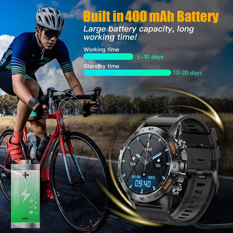 MELANDA Steel 1.39" Bluetooth Call Smart Watch Men Sports Fitness Tracker Watches IP67 Waterproof Smartwatch for Android IOS K52