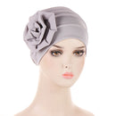 Trendy Crinkle Women's Hijab Solid Color Muslim Ladies Turban Bonnet Flower Decor Ramadan Head Wrap Head Scarf Indian Hats