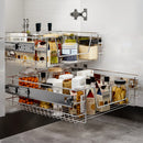 Livingandhome 2 Pcs Metal Sliding Kitchen Cabinet Pull Out Wire Basket Organizer