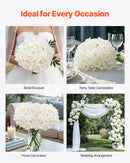 SucceBuy Artificial Flowers Real Looking White Silk Fake Hydrangea Bulk Faux Bridal Shower with Stem for DIY Wedding Bouquets