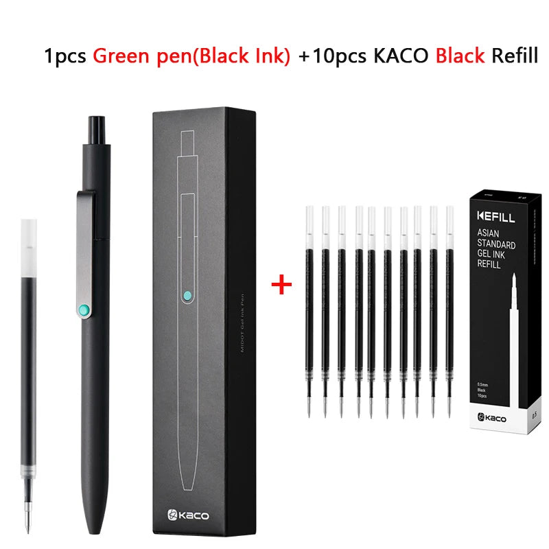 Cute Kaco MIDOT Gel Ink Pen Metal Signature Pens 0.5mm Fine Point 800Meter Smooth Writing Quick Dry Office School Stationary