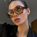 Vintage Eckige Sonnenbrille für Damen und Herren, dicker Rahmen, Doppelsteg, Brille, weiblich, Mode, Chic, Polygon-Sonnenbrille, Leopard Blau