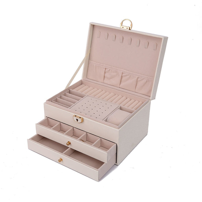 Fashion Design Leather Jewelry Box Watch Case Jewel Package Storage Large Space  Ring Necklace Bracelet Holder Hot Selling