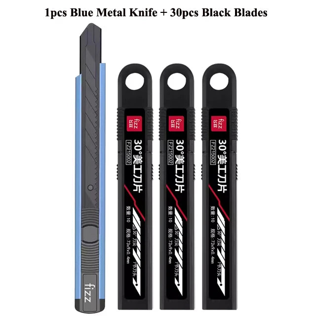 Fizz Metal Utility Knife Blade Paper Cutter Aluminum Alloy Pocket Knifes with Self-Locking Design Stationery Supplies