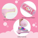 DORTALA Folding Kids Scooter Kick Scooter Extra Wide Deck LED Lighted Wheels Rear Brake