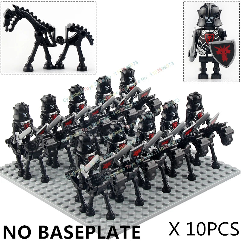 10PCS AX9815-16 Medieval Knight Skeleton Knight Accessories Shield Spear Armor Building Block bricks Action Figure Chilldren Toy