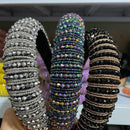 Full Crystal Luxury Hair Accessories Hairbands Sparkly Padded Rhinestones Headbands Headdress Black White Pink Women Headband