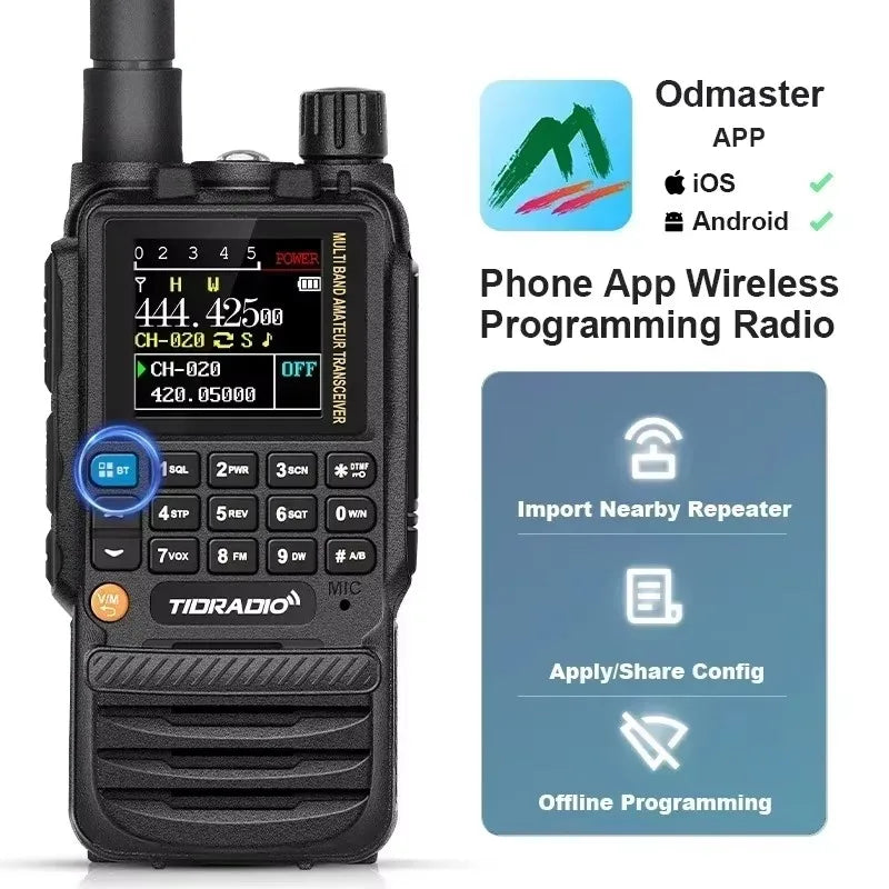 TIDRADIO H3 Walkie Talkie Two Way Radio Phone APP Wireless Programming Dual PTT Air Band Long Range Radio USB-C Programming
