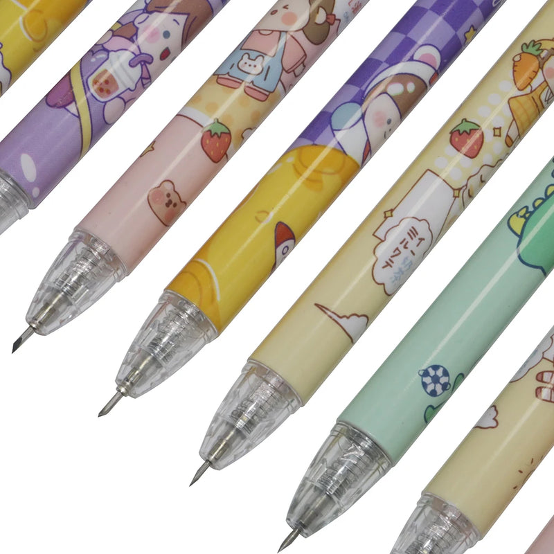 5Pc Press Knife Pens Cartoon Bear Art Utility Knife Pen Knife Paper Cutting Tool Craft Tools Precision Sticker Cutter Pen Knives