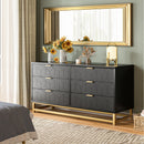 Black 6 Drawer Dresser for Bedroom, Wood Chest of Drawers with Metal Legs, Modern Storage Dresser Chest Cabinet Organizer