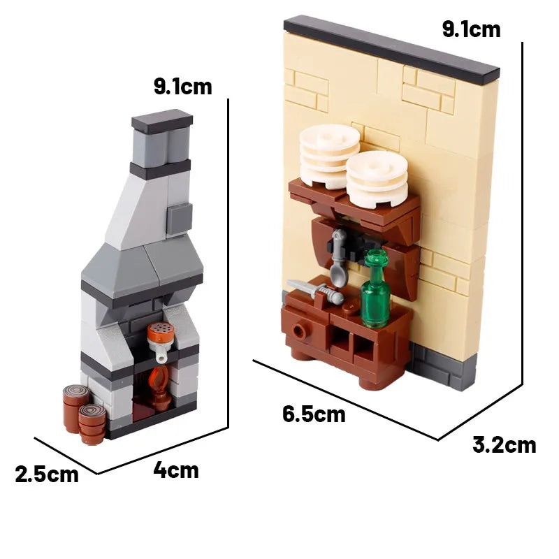 MOC City Series Building Blocks Figure Furniture House Kitchen Medieval Accessories DIY Bricks Set Christmas Toys for Kid Gifts