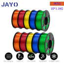 JAYO 3D Filament Printer PLA PLUS/PLA /PETG/PLA+2.0/ABS/TPU 1.75mm 10Rolls for FDM 100%No bubbel 3D Printer Materials DIY Gift