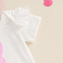 Adorable Baby Girl Easter Outfits with Bunny Print Short Sleeve Romper Tulle Skirt and Headband - 3 Piece Set for a Cute