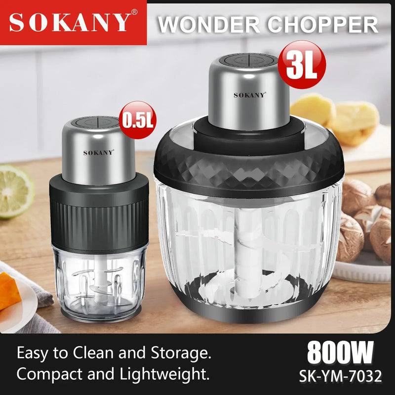 Houselin Food Processor, Electric Food Chopper with 2 Bowls, Meat Grinder for Fruits, Meat, Vegetables, Baby Food, Nuts