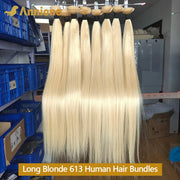 Annione 613 Echthaar-Bundles 12A Glattes Echthaar-Bundles Unverarbeitetes Echthaar 100% Blond 3/4 Bundles Haarverlängerungen für Frauen