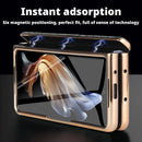 Leather Phone Case for Samsung Galaxy Z Fold 5 4 3 Fold4 Fold5 Gold Plating Magnetic Hinge Stand Back Cover with Mirror Film