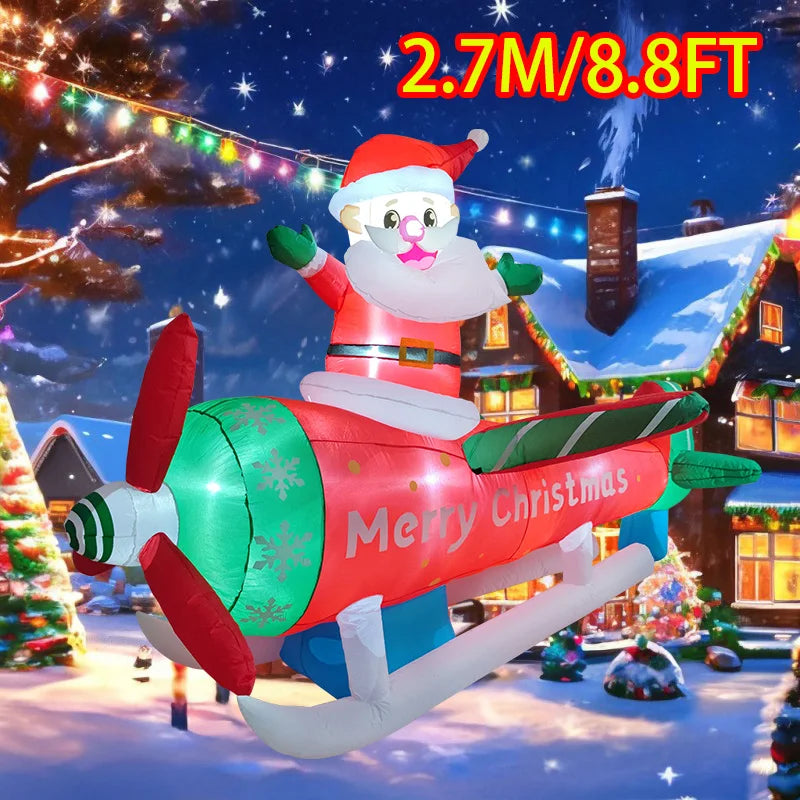 Santa Claus Waving Hand 1.8m Inflate Model Christmas Decoration Glowing Doll Cartoon Giant LED Lamp Party Gifts Outdoor Lawn