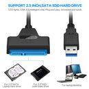 SATA to USB 3.0 / 2.0 Type C Cable Up to 6 Gbps for 2.5 Inch External HDD SSD Hard Drive 22 Pin Adapter to Sata III for PC
