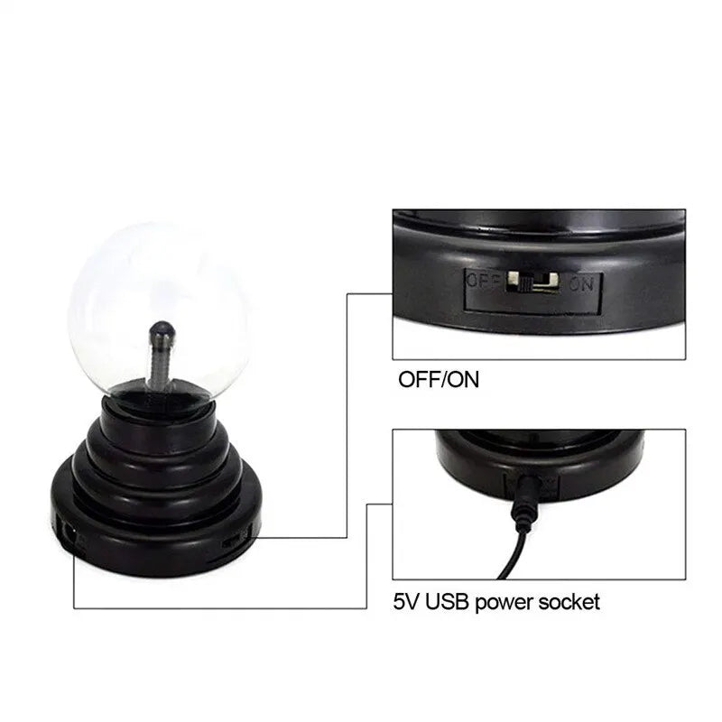 3 Inch Magic Plasma Ball Lamp Touch Sensitive Atmosphere Night Light Novelty Lamp Kids Birthday Christmas Gift