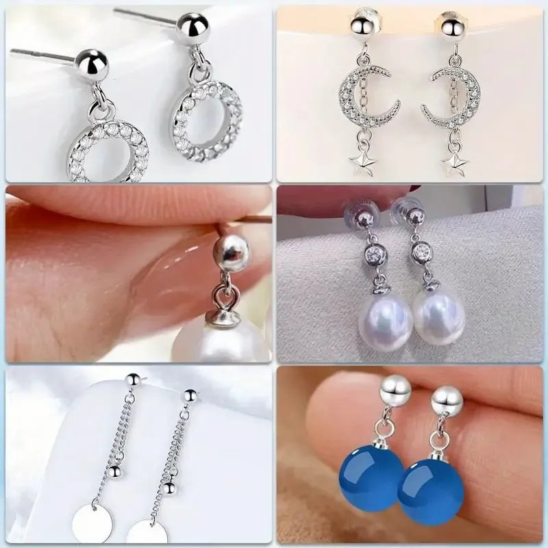 Stainless Steel Round Ball Post Earrings Stud Loops Earring Hooks Earplug  Fit Women DIY Earring Jewelry Making Christmas Craft
