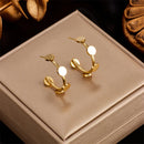 DIEYURO 316L Stainless Steel Heart Lock Hoop Earrings For Women High Quality Gold Color Girls Ear Jewelry Party Wedding Gifts