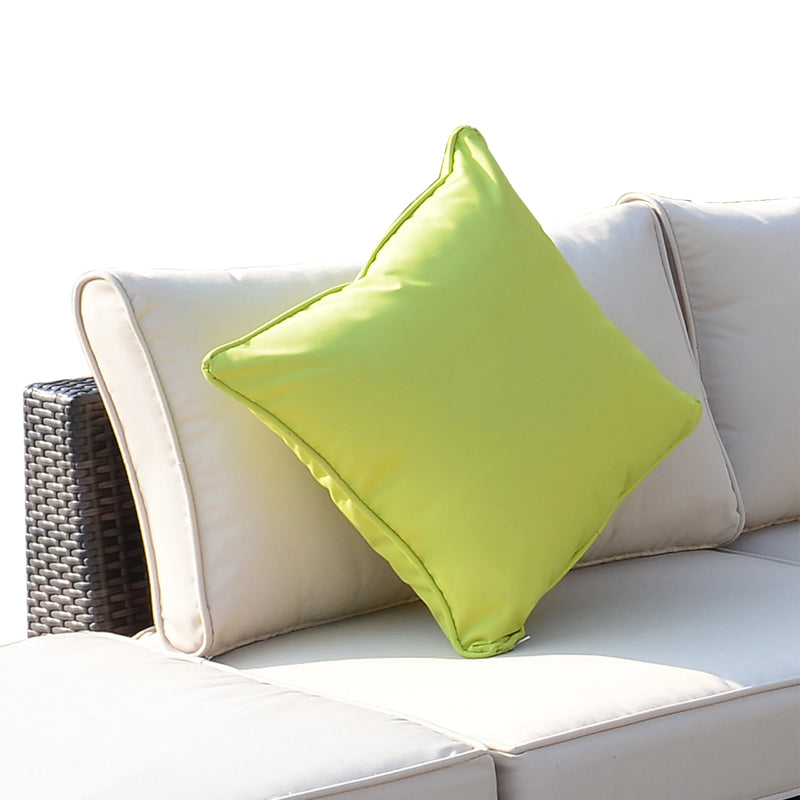 Outsunny 8 Pieces PE Rattan Corner Sofa Set with Thick Cushions, Aluminium Rattan Garden Furniture Set with Glass Top Table