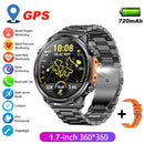 2026 GPS Smartwatch for Men 1.7 HD Screen Military Smart Watch Flashlight IP68 Waterproof 100 Sport Modes 720mAh Large Battery