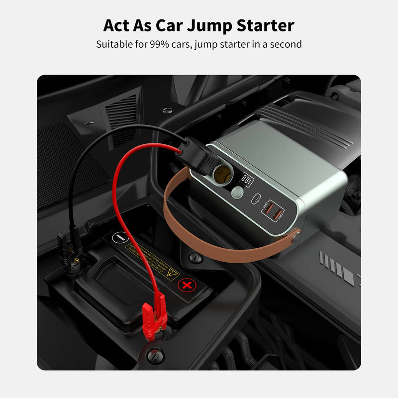 60000mAh Jump Starter PD 60W Portable Power Bank 150W 222Wh Camping Power Station Charger Car Booster Outdoor Starting Device