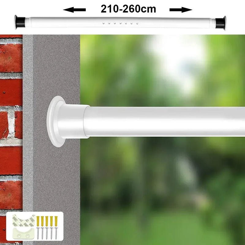 Curtain Rods Adjustable Drapery Rods Shower Curtain Rods No Drilling Non-Slip Telescopic Rod 70-360cm Optional