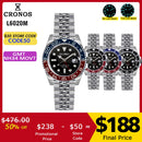 Cronos GMT NH34 Automatic Men Watch Bidirectional Bezel Sapphire 20 ATM Solid 5 links Metal Bracelet BGW-9 Lum lateast Version