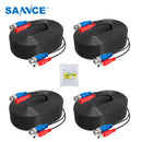 Sannce 4PCS a Lot 30M 100 Feet CCTV BNC Video Power Cable For CCTV AHD Camera DVR Security System Black Surveillance Accessories