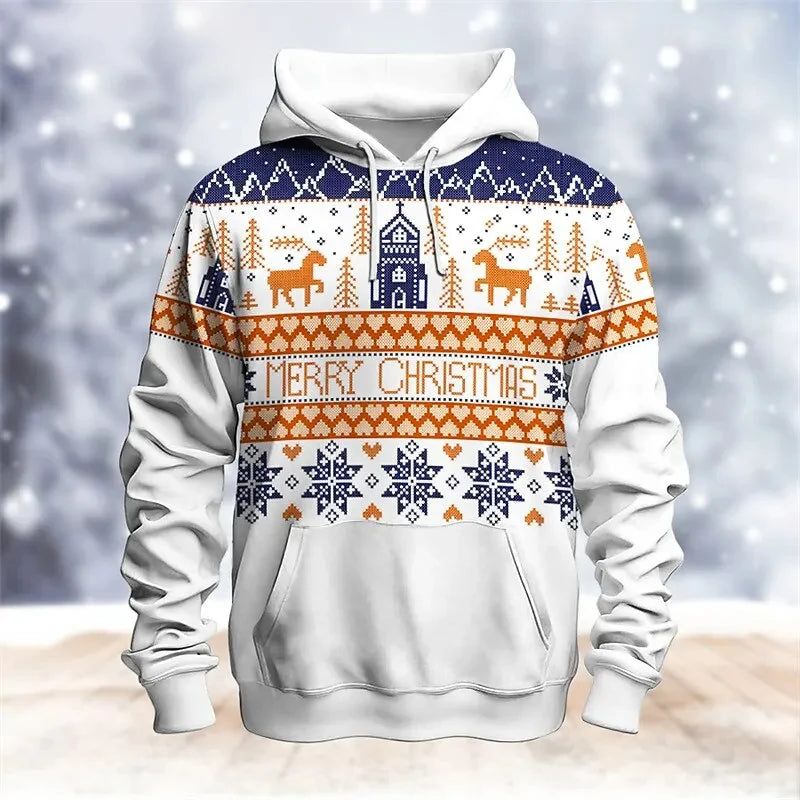 Xmas Snowman 3D Printed Hoodies For Men Clothes Fashion Merry Christmas Elk Women Pullovers Casual Winter Sweatshirts Y2k Tops