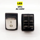 KCD4 Stainless steel waterproof rocker switch ON-OFF4/6Pin electrical equipment switch with LED power supply 16A 250V/20A 125VAC